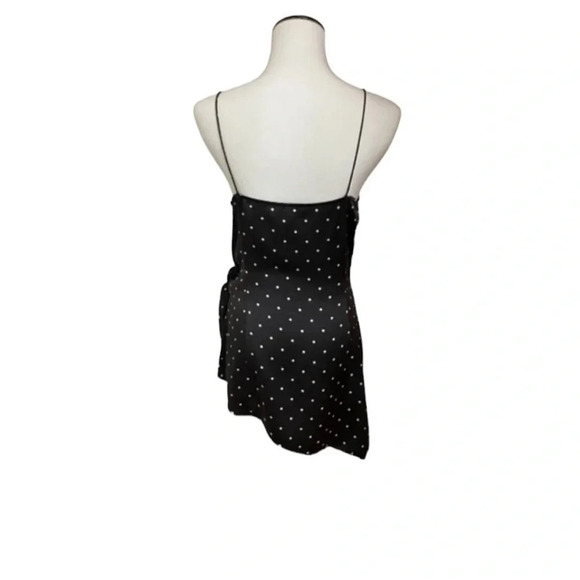 Thurley SILK Polka Dot Tank Top Spaghetti Straps Black White Wrap V-neck Sz 10 - Picture 3 of 15